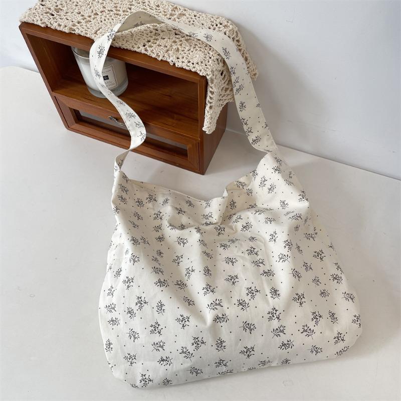 5 Broken Flower Canvas Bag Women's Spring and Summer New Casual One with Messenger Bag Large Capacity Shoulder Bag