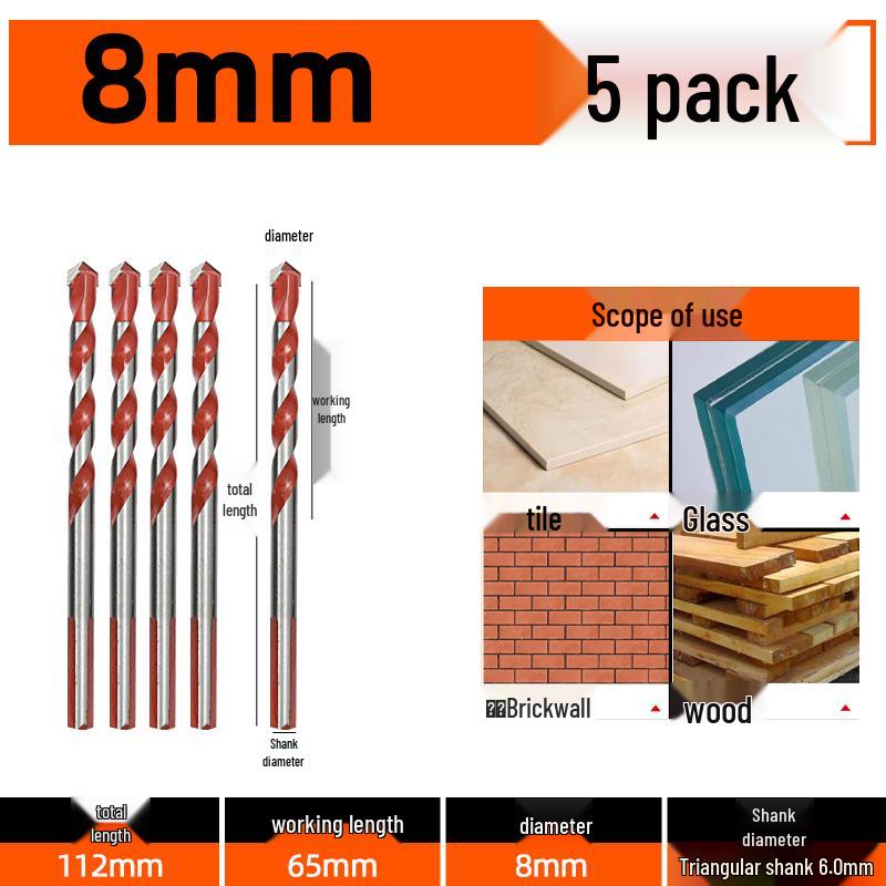 6mm Alloy Triangle Drill Bit for Concrete, Glass, and Cement