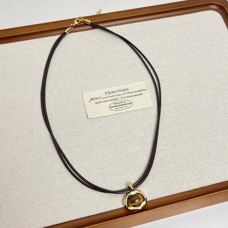 Elegant  Large Pendant Black Rope Long Necklace For Women Girls Versatile Sweater Chain Jewelry Accessories Gifts