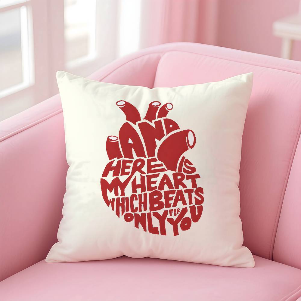 Home Decor Love-Themed Heart-Shaped Digital Print Pillowcases Pattern Cushion Cover Suitable For Sofa Bedroom Car Pillow Cover