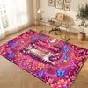 Cat Theme Crystal Velvet Floor Rug Personalized Custom Name Text Warm Carpet Home Decoration