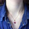 Purple Gold Square Earrings, Redstone Inlaid Zircon Women'S High-End Rose Gold-Plated Colored Gold Earrings.