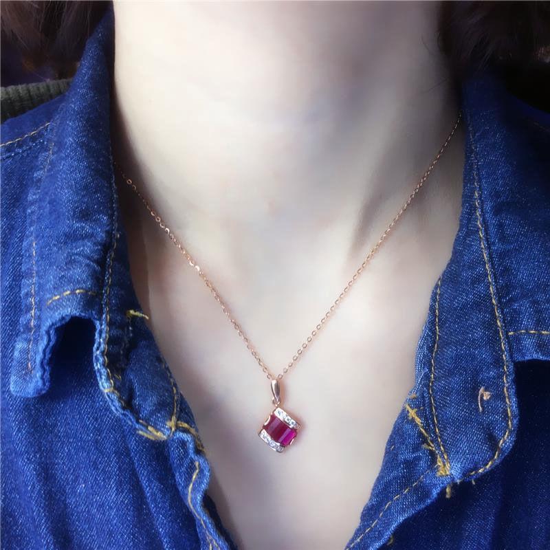 Purple Gold Square Earrings, Redstone Inlaid Zircon Women'S High-End Rose Gold-Plated Colored Gold Earrings.