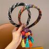 2025 New Style Colorful Braided Plush Headband for Girls - Wide-Edge Ethnic Hair Accessory