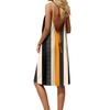 Damen-Rückenfreies Spaghettiträger-Kleid, Ärmelloses Dünn-Träger-Fließendes Strandurlaub-Kurzkleid, Mit Rückenband.