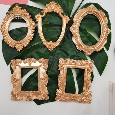 5Pcs/Set Vintage Photo Frame Picture Art Painting Poster Display Frame Home Office Bedroom Wall Hanging Resin Photo Holder