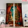 2pcs 2D Flat Printing Fashionable Christmas Curtains Christmas Snowman Tree Gifts_j Digital Printed Polyester Drapes Family