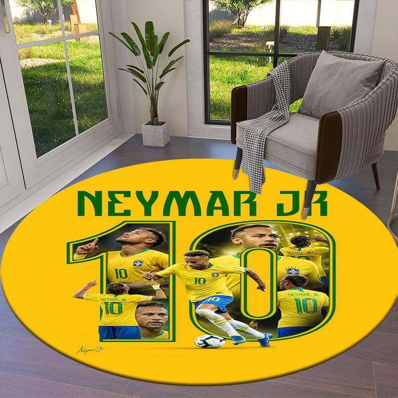 Neymar Round Area Rug,Carpet Rug for Living Room Bedroom Sofa Playroom Decor,Non-slip Floor Mat