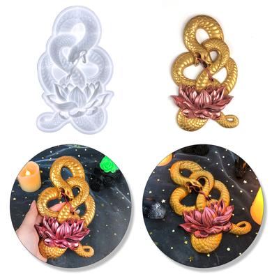 DIY Semi Three-Dimensional Lotus Snake Silicone Mold for Wall Decoration Handmade DIY Room Tabletop Epoxy Resin Mould