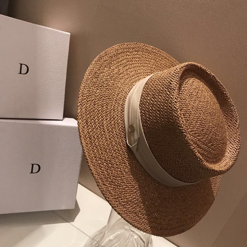 Styling Concave Top Hat Summer Big Eaves Sunshade UV Protection Straw Mat Woven Straw Hat Fashion European Station Women