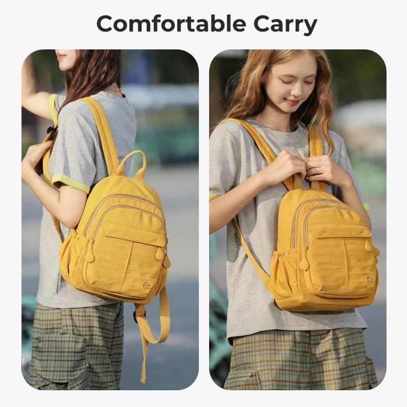 Mini-Rucksack für Damen Mehrfarbig Leichtes Nylon Kleiner Rucksack Mehrere Fächer Aufbewahrungsrucksack für Schule Reisen Täglichen Gebrauch und Wochenendausflüge