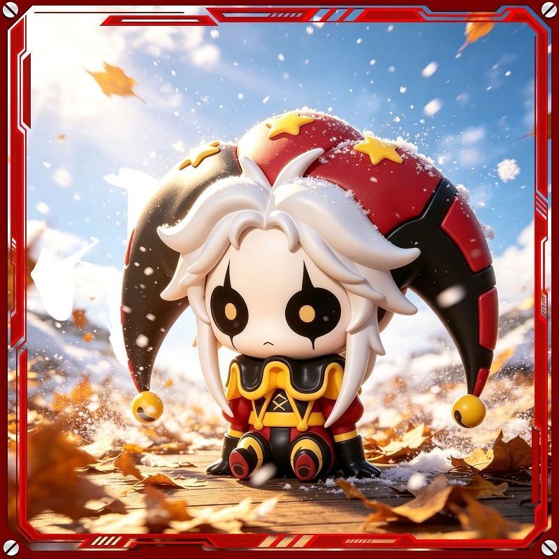 Anime The Freak Circus Pierrot 8cm Sitting Posture Q Version PVC Figures Desk Display Statue Standing Self-made Non-authentic