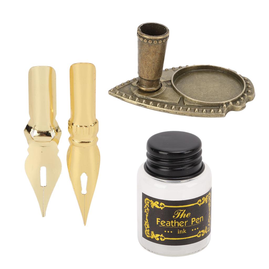 Quill Pen and Ink Set Vintage   Glossy Writting Stainless Steel Nib Wear Resistant   Delicate Texture Quill Pen