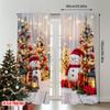 2Pcs Polyester Festive Snowman Christmas Printing Window Curtains Birthday Party Decoration Backdrop Drapes for Living Room