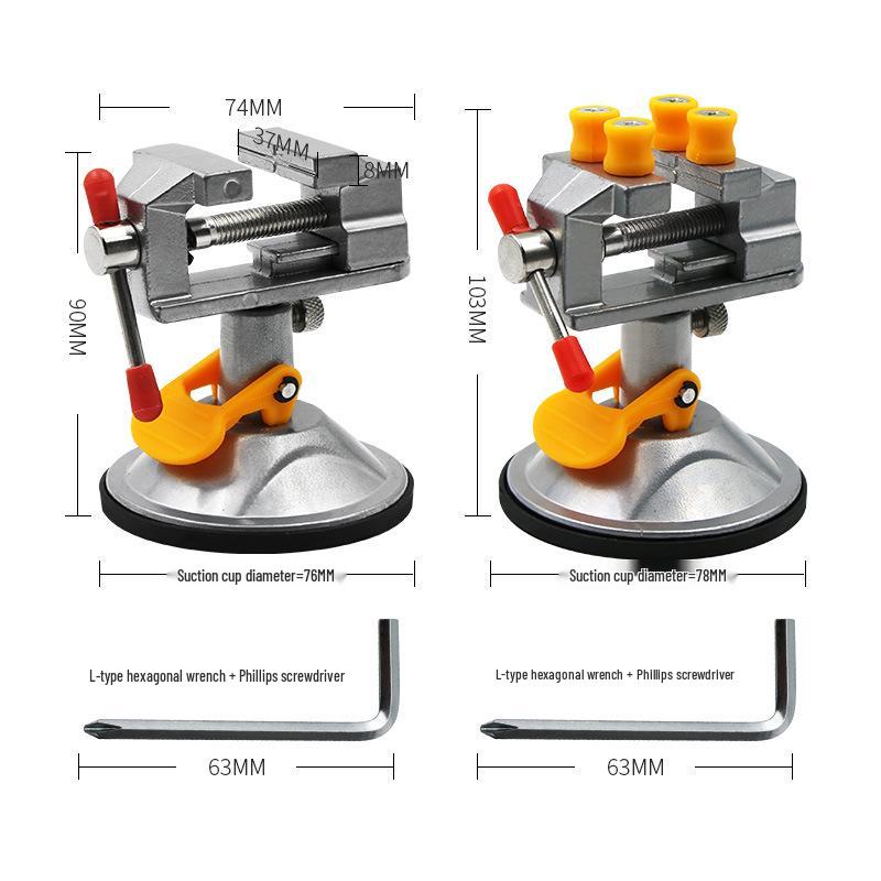 360° Rotatable Suction Cup Mini Bench Vise for Walnut Clamping