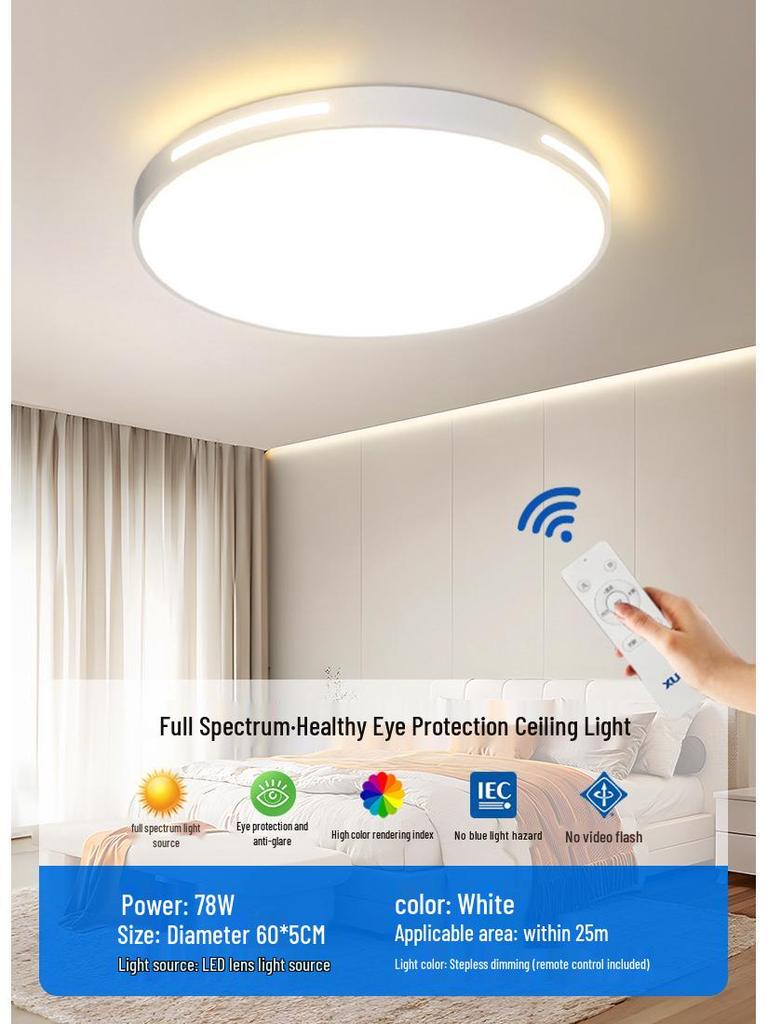 Ultra-Thin LED Ceiling Light 2025 - Full Spectrum Eye Protection, Super Bright Minimalist Design for Master Bedroom
