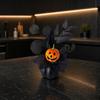 Halloween Spooky Pumpkin Decoration, Eyeball Pumpkin Figurine with Black Artificial Leaves, Holiday Party Ornament for Home, Office, Haunted House