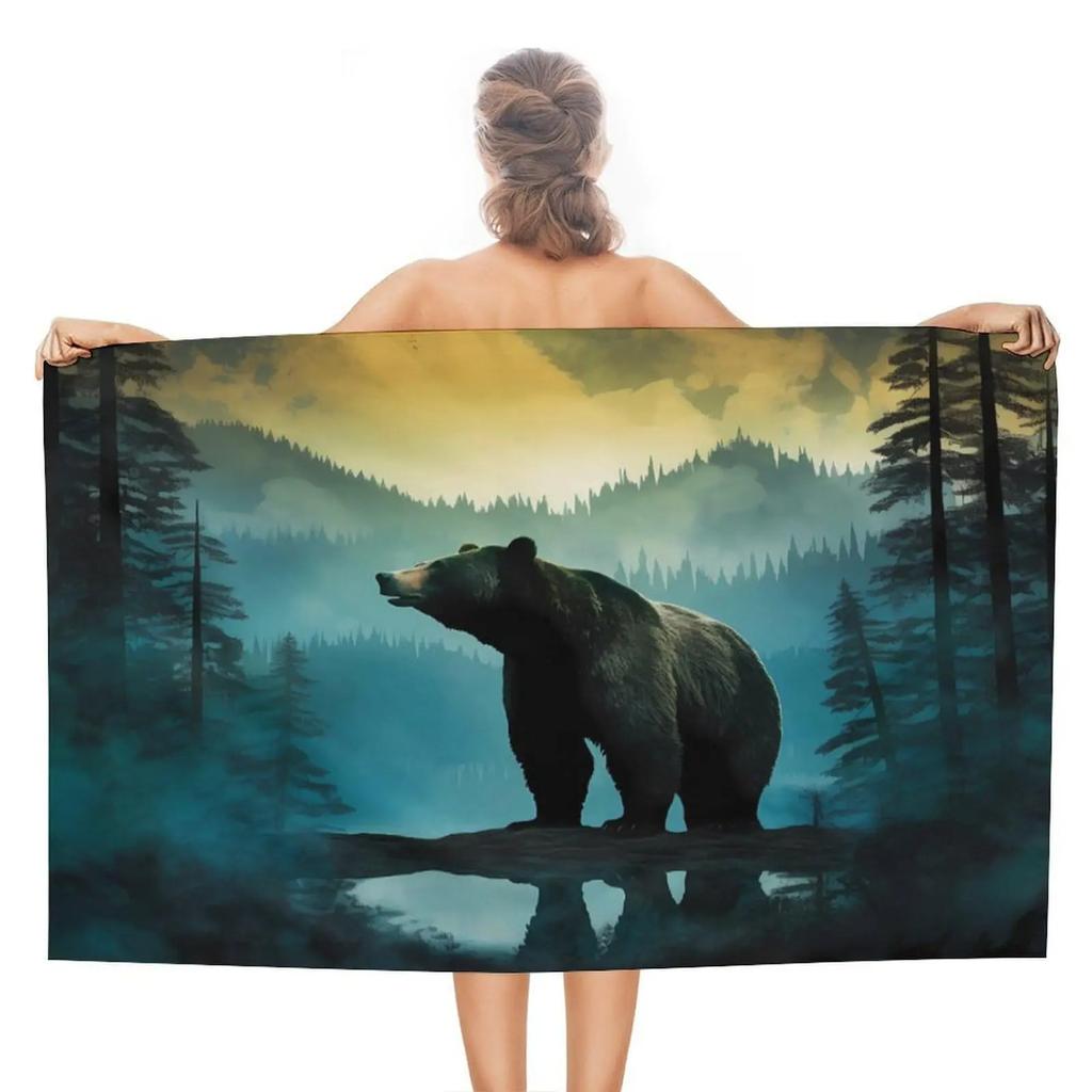 Bear Pattern Beach Towels Quick Dry Oversized Beach Blanket Sand Free Travel Swimming Yoga Bath Towel For Adults And Kids