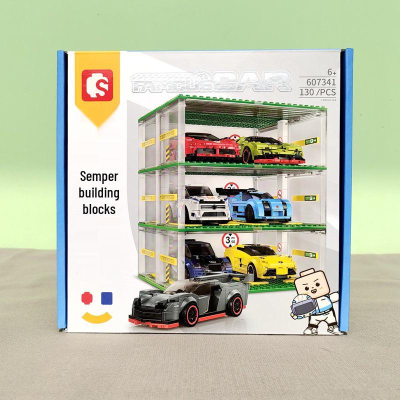 ShengBao 607341 Racing Car Sports Car Display Case and Building Blocks Toy Set