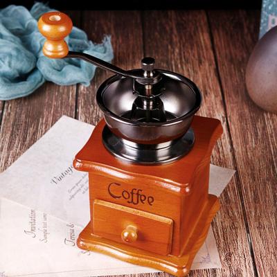 Liten Handkvarn Kaffekvarn Kaffebönskvarn Manuell Trä Hushållskvarn Italiensk Kaffemaskin