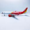 47cm 1/80 Scale Air Airbus A320 VietJet Airlines Aircraft Model Diecast Resin Light & Wheel Souvenir Plane Display Item Decor