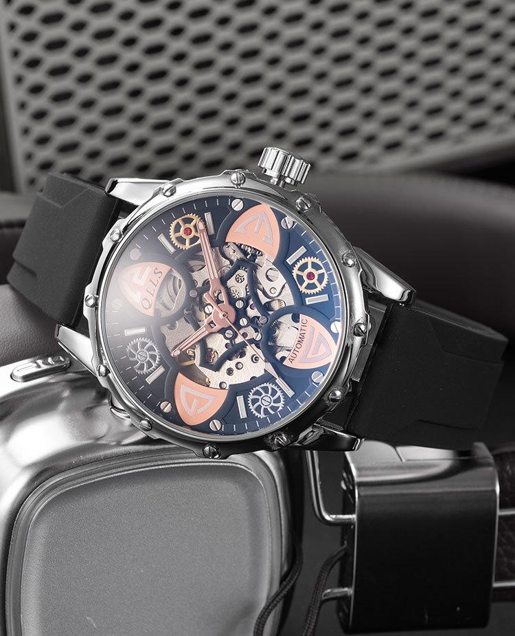 Kilo Time Men's Hollowed-Out Automatic Mechanical Watch with Wormhole Concept & Xenon Design—Stylish for Students