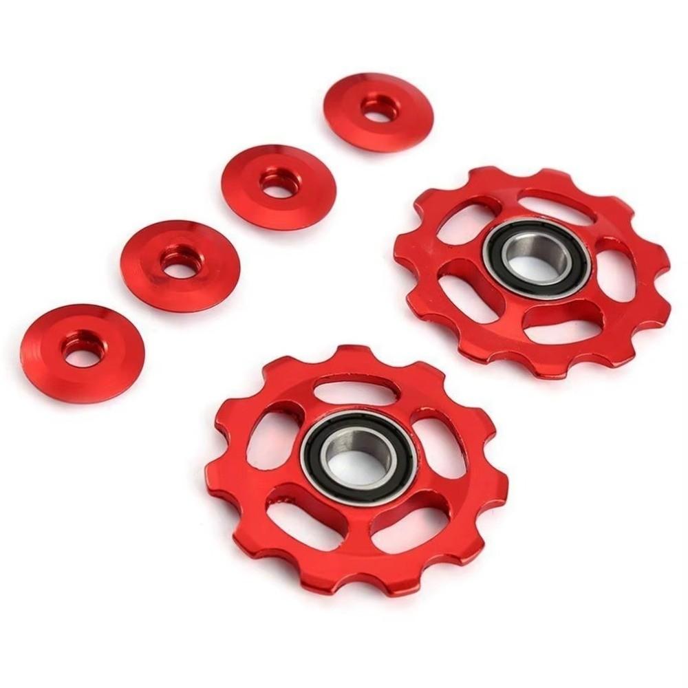 Aluminum Alloy Rear Derailleur Pulley CNC Anodized Sealed Bearing Bicycle Bearing 11T Ultralight Bicycle Guide Roller for 2pcs