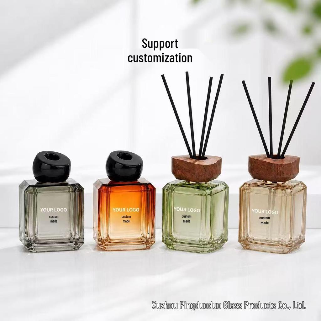 150ml Square Transparent Colored Reed Diffuser Glass Perfume Bottle