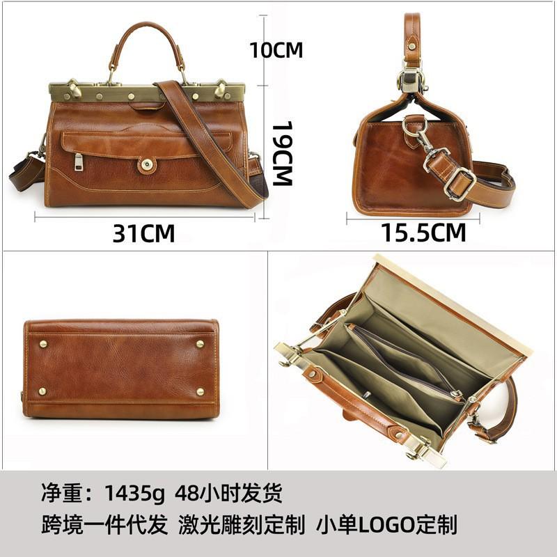 Full Grain Tree Lamb Cowhide Multi Layered Women's Handbag High-end Hardware Lock Genuine Leather Crossbody Bag
