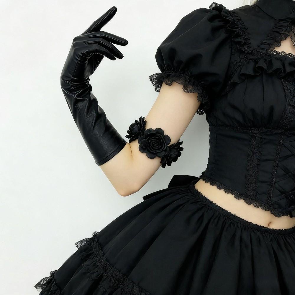 Shiny Patent Leather Gloves Elastic Women Mittens Slim Long Gloves  Nightclub