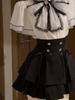 Completo due pezzi: Top in chiffon giapponese con maniche a tromba e gonna estiva attillata