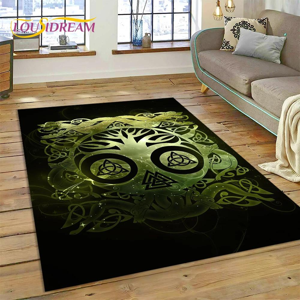 Nordic Mythology Yggdrasil Nature Tree of Life Carpet Rug for Home Living Room Bedroom Sofa Doormat Decor,kid Non-slip Floor Mat