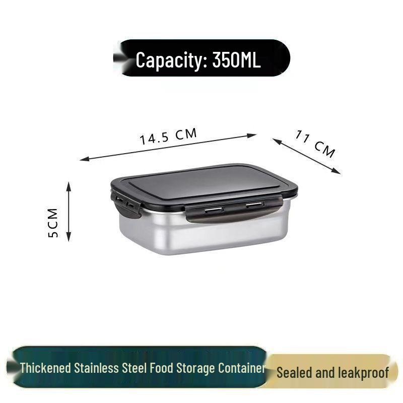 304 Stainless Steel Square Lunch and Storage Box with Lid