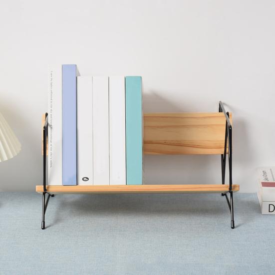 Nordic Retro Bookshelf Bench Style Walnut Storage Rack Desktop Organizer for Magazines Book And Decorations Stylish Home Office Organizer