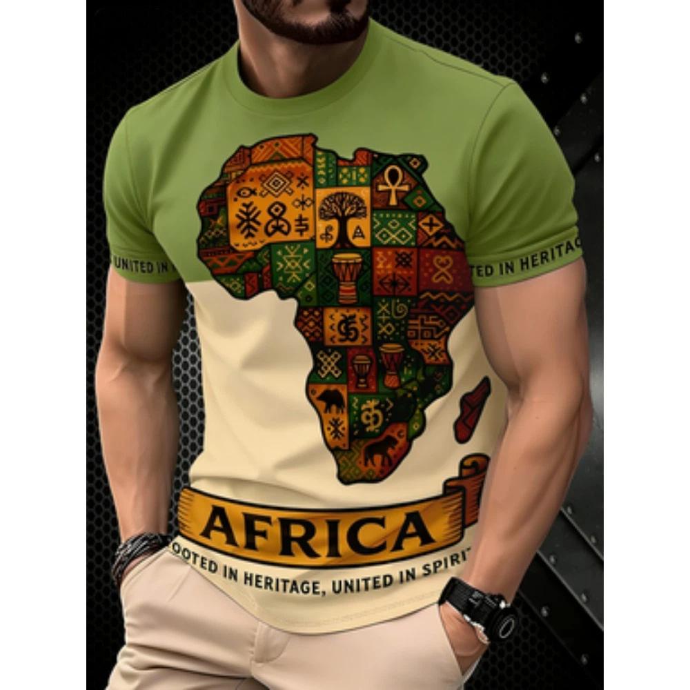 Men's 3D African Stone Carving Print T-Shirt Retro Vintage Style Couple Tee