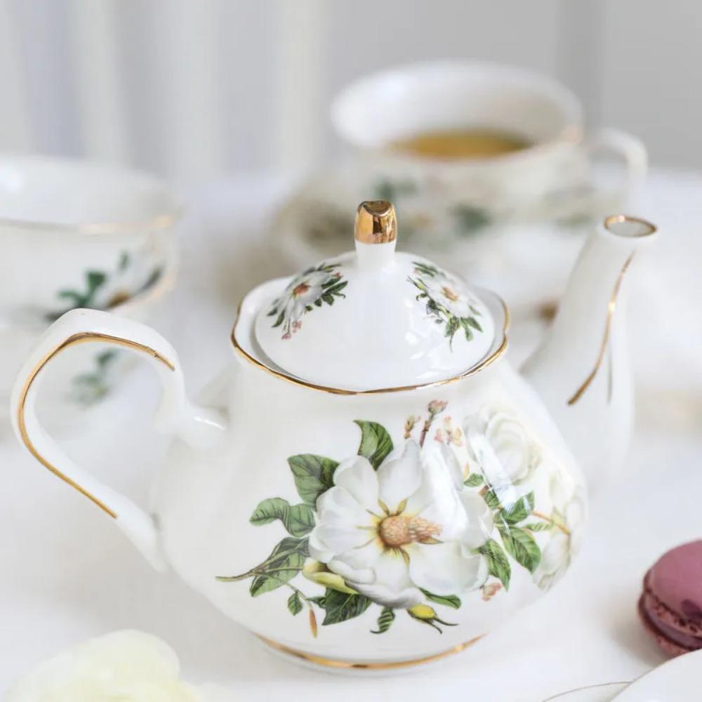 Noble Bone Kina tekanne 500 ML Pink Camellia Kaffekannesett Hjem Høykvalitets porselenskjele kanne Party Cafe Teaware Tea Pot Puer