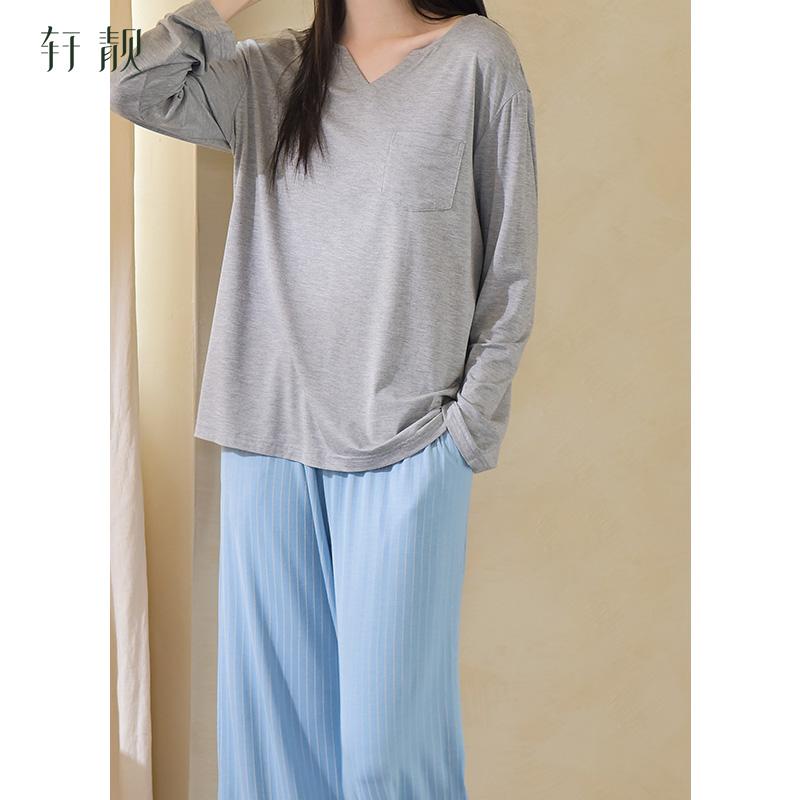 Xuan Liang Modal Sleepwear Women's Spring and Autumn Casual Long Sleeve Outable Lazy Style Loose Cool Home Clothing Set