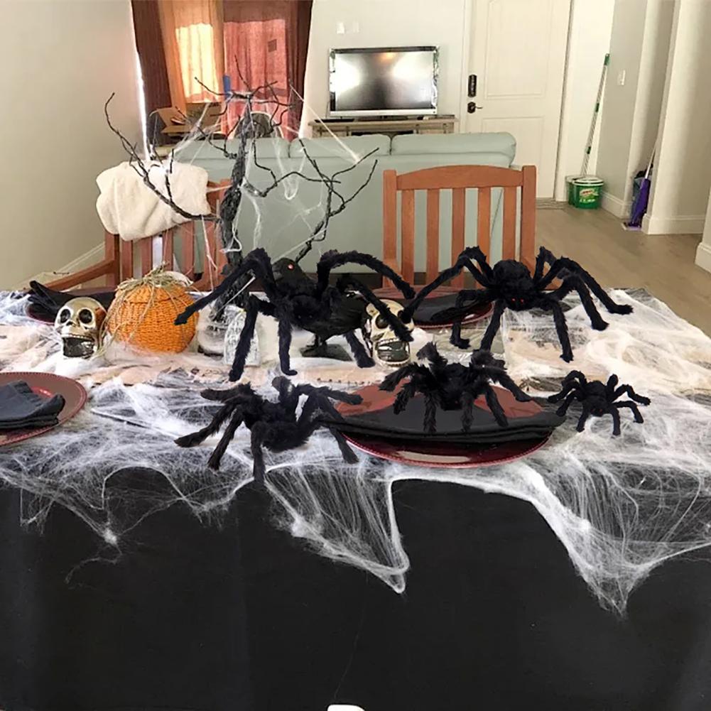 Giant Halloween Spider Decor Realistic Scary Prank Jumbo Fluffy Spider Creepy Crawler Halloween Party/Haunted House/Bar Scare Spider Decor