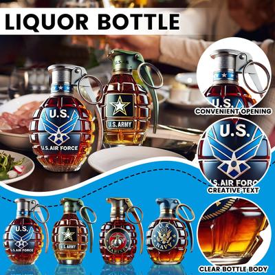 Military Hand Whiskey Bottle, Engraved Hand Shape Whiskey Glass, New Veteran Commemorative Bottle, Unique Gift For Men, Whiskey Lovers