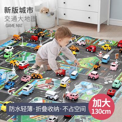 Cross-border Children's Toy Game Mat 130 * 100 New Version Pure English Urban Traffic Parking Scene Playing Car Floor Mat