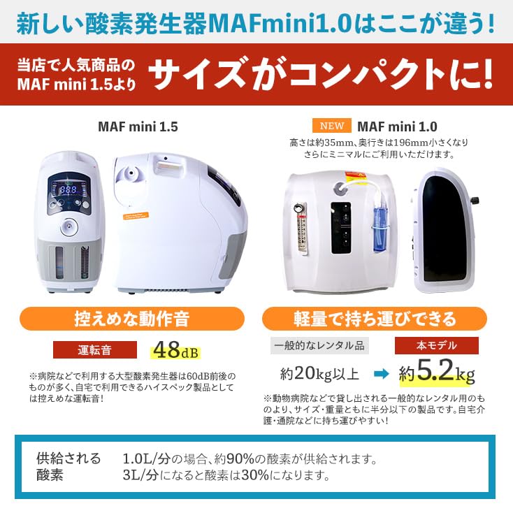 Für kleine Hunde und kleine Haustiere Hochleistungs-Sauerstoffgenerator MAF mini Dauerbetrieb über 1 Leise PSE-zertifiziert nach Elektrischen
