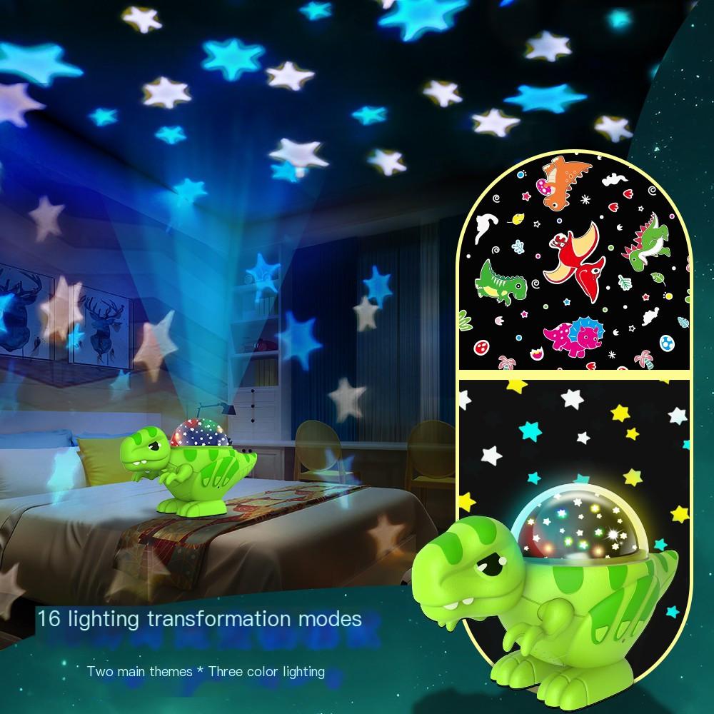 Dinosaur Night Light Projector USB Powered No Battery Needed, for Bedroom Ambiance Creative Dinosaur Themed LED Lamp with 360° Panoramic Projection