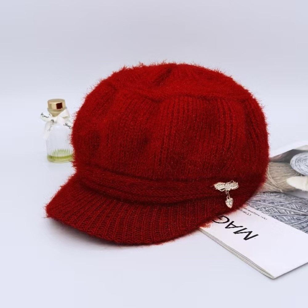 Windproof Pumpkin Beret Hat Thickened Ear Protection Cap Beanies Hat for Middle Aged Women