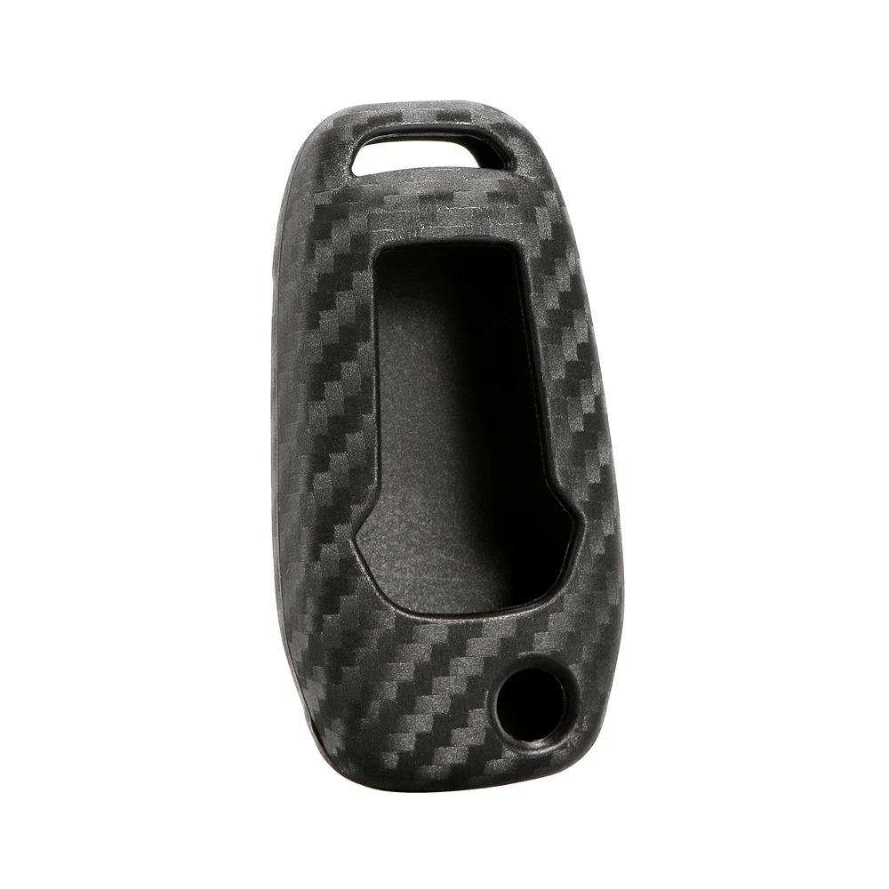 

Силиконовый брелок для ключей из углеродного волокна, чехол для Ford Focus Mondeo Explorer Mustang, умный пульт дистанционного управления 3, 4 кнопки, защита
