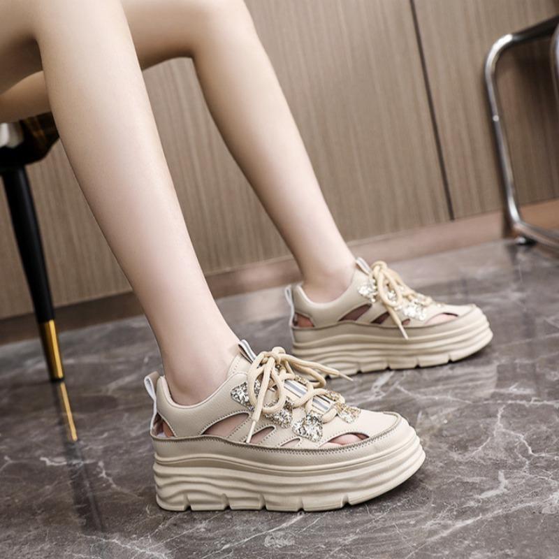 Women's Shoes 2025Summer Hollow Out Breathable Casual Shoes Ladies Comfortable Platform Sandals Student Shoes Sandalias De Mujer