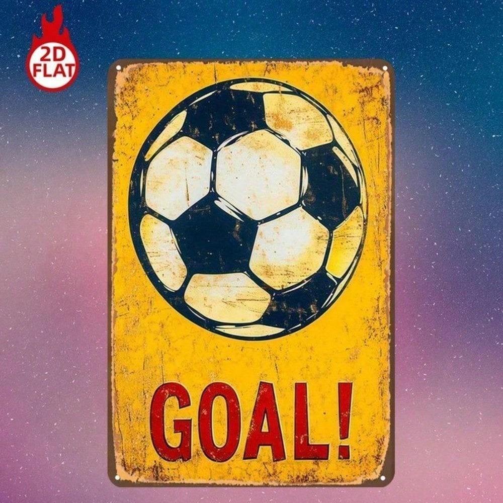 Vintage Soccer Ball Metal Tin Sign 8x12 Inch Retro Football Wall Decor for Home Bar Garage Man Cave