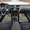 Decorative Boho Floral Print Car Floor Mats Set, Front & Rear Liners Set,Universal Fit Auto Carpet for Women Girls, decoration