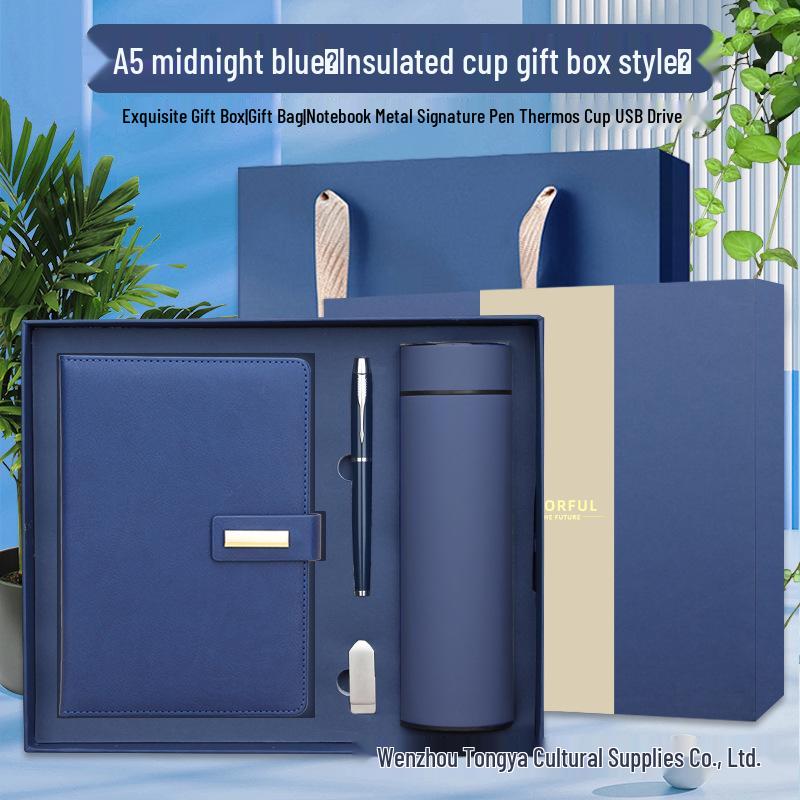 Customizable Business Diary Gift Set with Logo Printing - One-Buckle Notebook and Corporate Souvenir