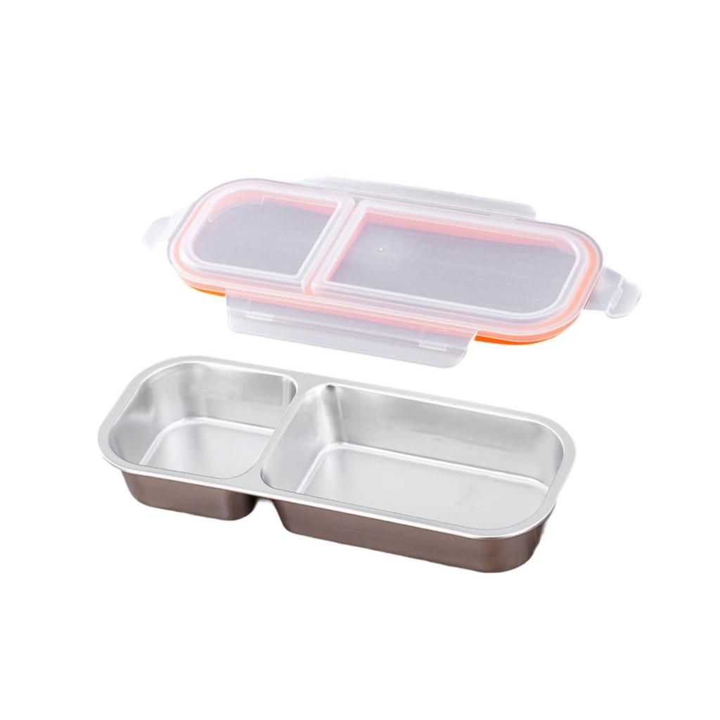 Stainless Food Container 3 Compartment With Resistant Lid Dishwasher Friendly Lunch Storage for Home Work Travel