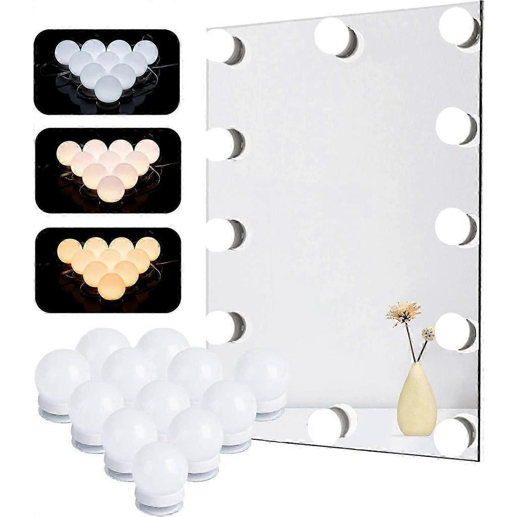 12 Bulb Hollywood LED Mirror Light Kit with Adapter - 3 Colors & 10 Brightness Levels (Mirror Not Included)